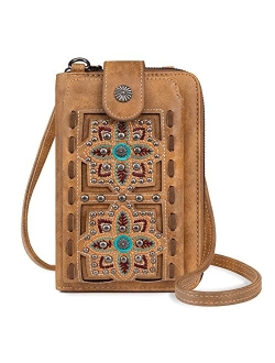 Western Style Small Crossbody Cell Phone Purses for Women Phone Bags Wallet with Coin Pocket