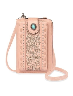 Western Style Small Crossbody Cell Phone Purses for Women Phone Bags Wallet with Coin Pocket