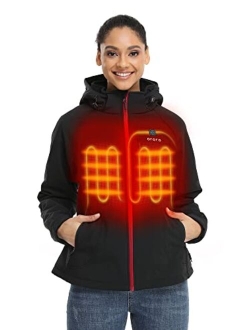 Women's Heated Jacket with Battery Pack and Detachable Hood, Heating Jacket for Outdoor Hunting Hiking