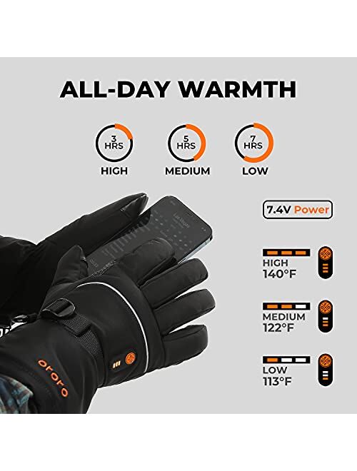 ORORO Heated Gloves for Women and Men, Rechargeable Heated Motorcycle Gloves, Battery Gloves for Skiing and Arthritis Hands