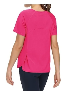 Women's Short Sleeve Workout Shirts Breathable Yoga T-Shirts with Side Slits Athletic Tee Tops