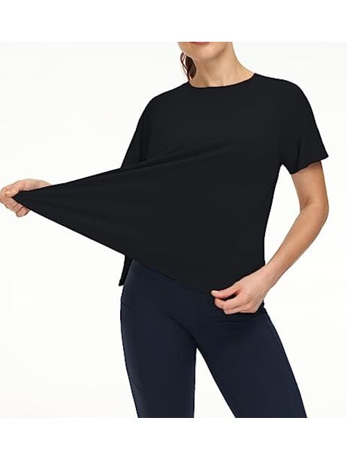 THE GYM PEOPLE Women's Short Sleeve Workout Shirts Breathable Yoga T-Shirts with Side Slits Athletic Tee Tops