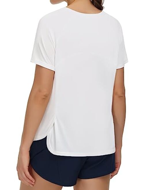 THE GYM PEOPLE Women's Short Sleeve Workout Shirts Breathable Yoga T-Shirts with Side Slits Athletic Tee Tops