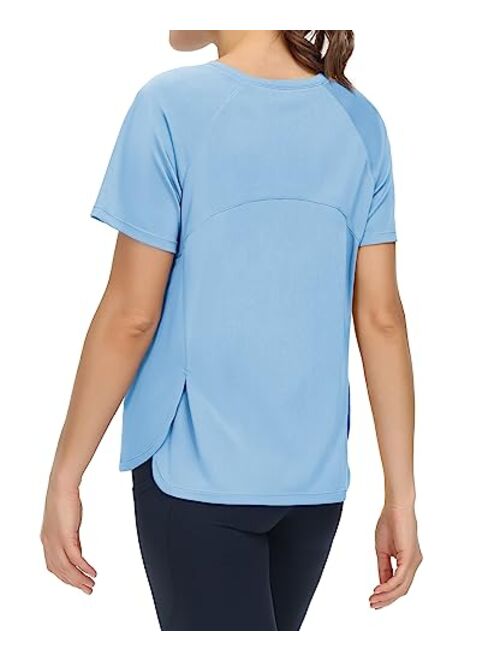 THE GYM PEOPLE Women's Short Sleeve Workout Shirts Breathable Yoga T-Shirts with Side Slits Athletic Tee Tops