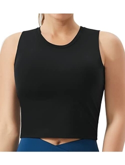 Women's Medium Support Sports Bra Removable Padded Sleeveless Workout Crop Tops