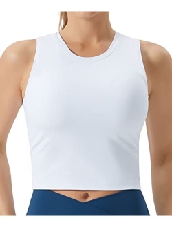 Women's Medium Support Sports Bra Removable Padded Sleeveless Workout Crop Tops