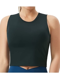 Women's Medium Support Sports Bra Removable Padded Sleeveless Workout Crop Tops