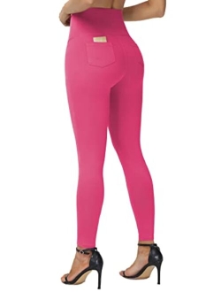 Women's Casual Yoga Leggings High Waisted Tummy Control Workout Pants with 4 Pockets