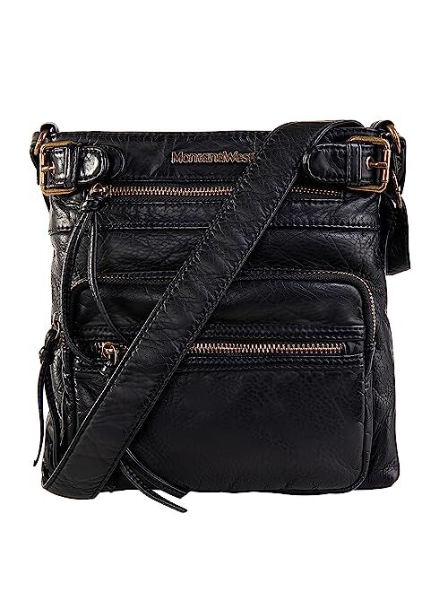 Montana West Crossbody Bag for Women Multi Pocket Shoulder Bags Medium Travel Purses Ultra Soft Washed Leather