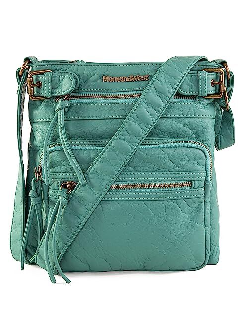 Montana West Crossbody Bag for Women Multi Pocket Shoulder Bags Medium Travel Purses Ultra Soft Washed Leather