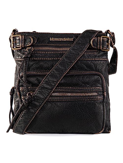 Montana West Crossbody Bag for Women Multi Pocket Shoulder Bags Medium Travel Purses Ultra Soft Washed Leather