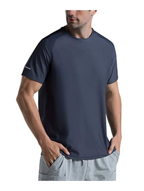 The Gym People Men's Cooling Ice Silk Running Shirts Quick Dry Short Sleeve Athletic Gym T-Shirts UPF 50+ Outdoor Workout Tshirts