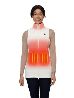 Women's Long Heated Vest with 4 Heat Zones, Heated Long Puffer Vest with Battery Pack