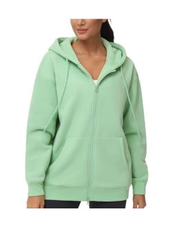 Women's Zip Up Plus Oversize Hoodie Drawstring Sweatshirts Casual Long Sleeve Jacket with Pockets