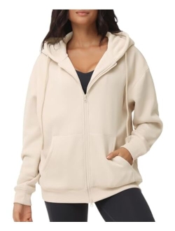 Women's Zip Up Plus Oversize Hoodie Drawstring Sweatshirts Casual Long Sleeve Jacket with Pockets