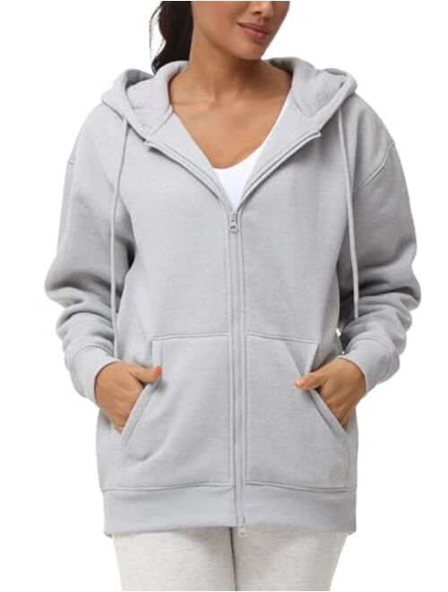 THE GYM PEOPLE Women's Zip Up Plus Oversize Hoodie Drawstring Sweatshirts Casual Long Sleeve Jacket with Pockets