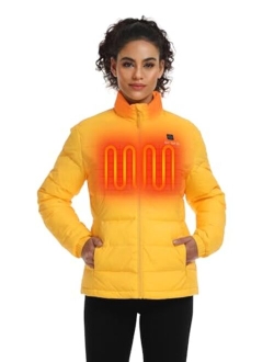 Women's Heated Puffer Jacket with Battery, Lightweight Puffer Heated Jacket for Camping Hiking