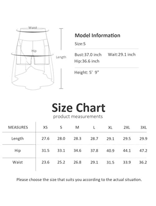 THE GYM PEOPLE Women's High Waist Wrap Ruffle Hem Asymmetric Skort High Low Flowy Midi Skirt with Shorts