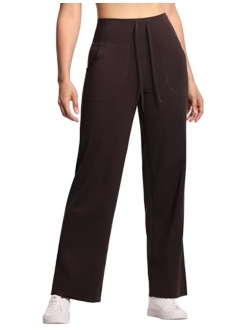 Women's Wide Leg Yoga Pants High Waist Loose Stretch Palazzo Lounge Pant with Pockets Drawstring