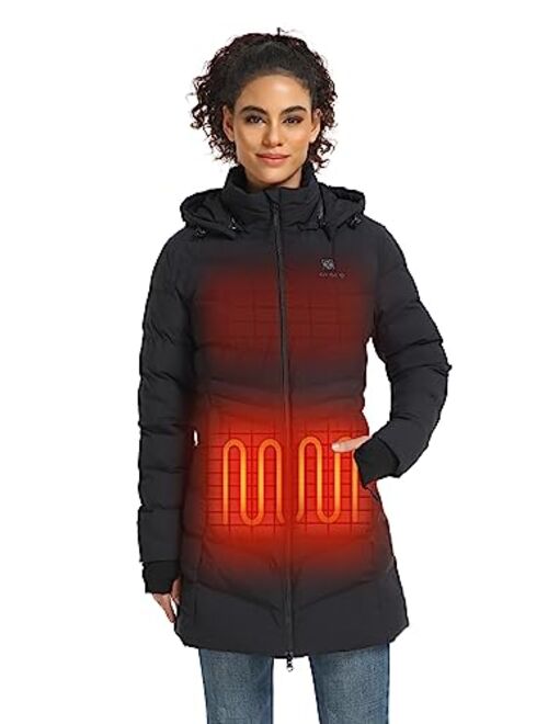 ORORO Women's Heated Puffer Jacket with Battery, Heated Puffer Parka for Hiking Camping Outdoors