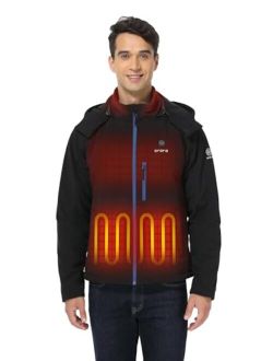 Men's Heated Jacket with 4 Heat Zones and Battery Pack, Heating Jacket for Hiking Camping Outdoors