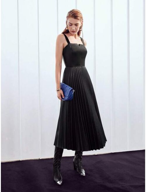 MOTF PREMIUM PLEATED PU LEATHER DRESS