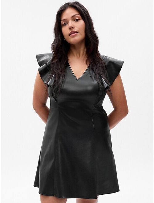 Gap Vegan Leather Flutter Mini Dress