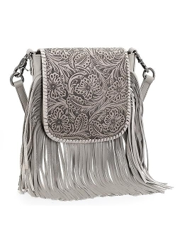 Genuine Leather Fringe Purse Western Crossbody Bag for Women