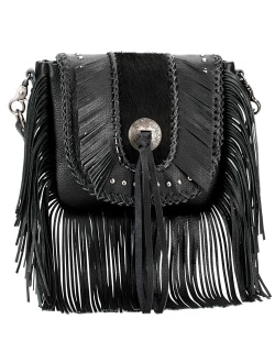 Genuine Leather Fringe Purse Western Crossbody Bag for Women