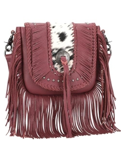 Genuine Leather Fringe Purse Western Crossbody Bag for Women