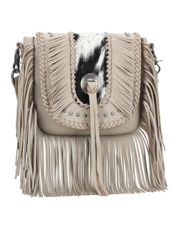 Genuine Leather Fringe Purse Western Crossbody Bag for Women