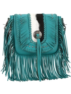 Genuine Leather Fringe Purse Western Crossbody Bag for Women