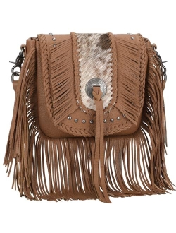 Genuine Leather Fringe Purse Western Crossbody Bag for Women