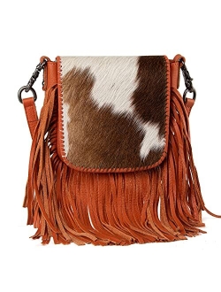 Genuine Leather Fringe Purse Western Crossbody Bag for Women