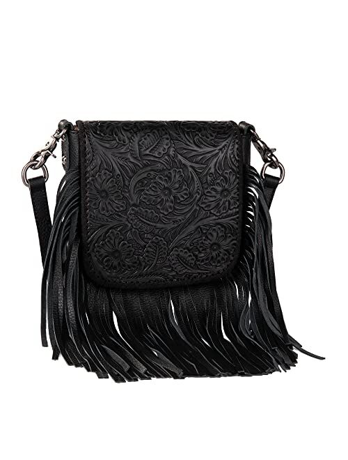 Montana West Genuine Leather Fringe Purse Western Crossbody Bag for Women