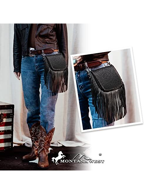 Montana West Genuine Leather Fringe Purse Western Crossbody Bag for Women