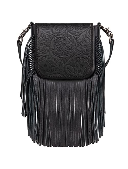 Montana West Genuine Leather Fringe Purse Western Crossbody Bag for Women