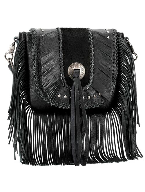 Montana West Genuine Leather Fringe Purse Western Crossbody Bag for Women