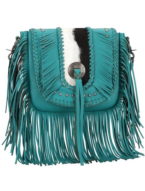 Montana West Genuine Leather Fringe Purse Western Crossbody Bag for Women