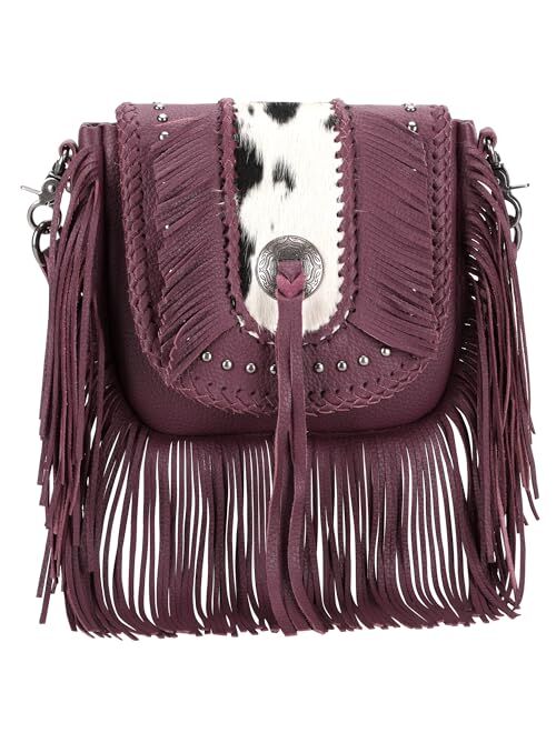 Montana West Genuine Leather Fringe Purse Western Crossbody Bag for Women