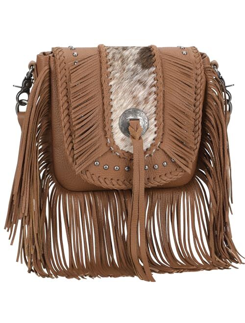 Montana West Genuine Leather Fringe Purse Western Crossbody Bag for Women