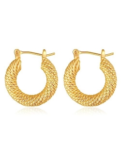 Luxejew Gold Earrings for Women Girls,14K Gold Plated Lightweight Gold Hoop Earrings Hypoallergenic Earrings for Women Trendy Fashion Jewelry Gifts