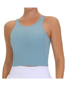 Women's Sports Bra Sleeveless Workout Tank Tops Running Yoga Cropped Tops with Removable Padded