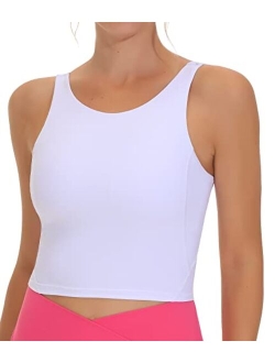 Women's Sports Bra Sleeveless Workout Tank Tops Running Yoga Cropped Tops with Removable Padded