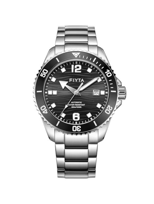 FIYTA Yachtsman Men's Diver Watch, Automatic Stainless Steel Watches for Men, 300M Water Resistant, 3-Hand Date, Luminous, Rotating Bezel, 43.4mm