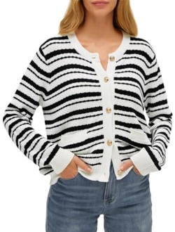 LILLUSORY Women's Cardigan Sweaters 2023 Fall Open Front Long Sleeve Button Down Knit Cardigans Outerwear with Pockets