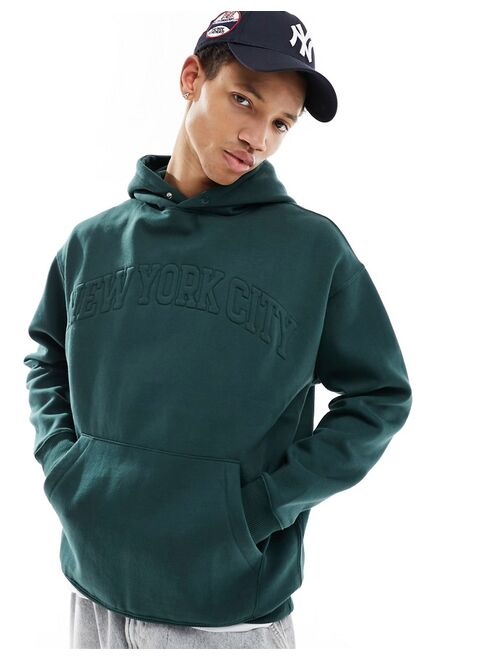 Pull&Bear New York City printed hoodie in bottle green