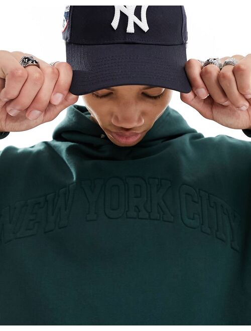 Pull&Bear New York City printed hoodie in bottle green