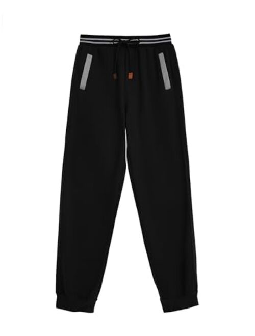 Haloumoning Boys Sweatpants Kids Fleece Lined Drawstring Joggers with Pockets 5-14 Years