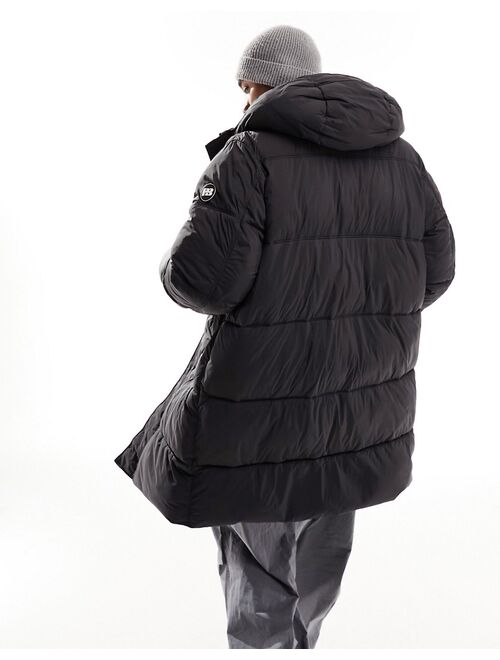 Pull&Bear longline puffer jacket in black